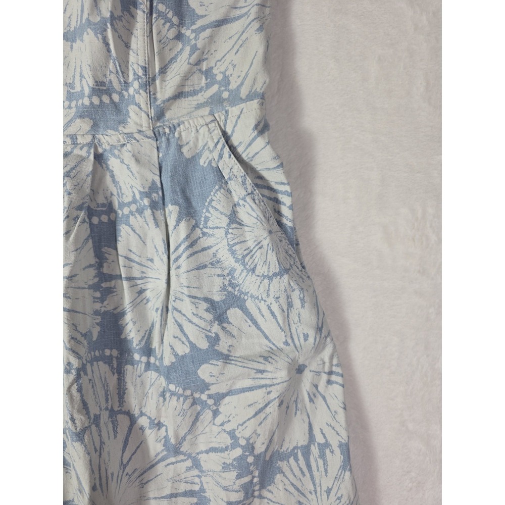 Fossil Strapless Floral Cotton Sundress Blue White Midi Dress Size M - Picture 8 of 10